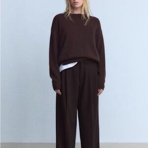 Zara Double Pleat Pants Chocolate Brown